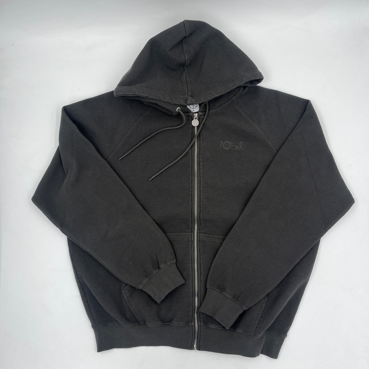 Waffle Zip Hoodie (Dirty Black)