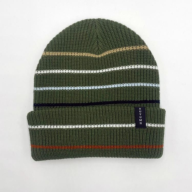 Select Multi Stripe Beanie (Army Green)