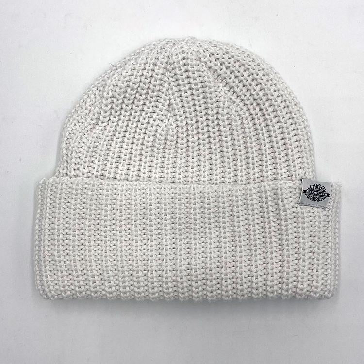 Knit Cuff Beanie (White)