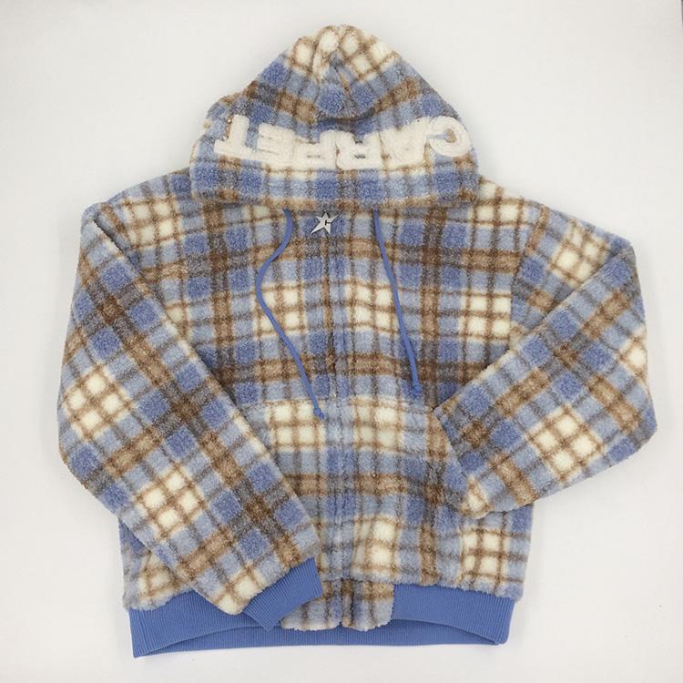 Plaid Fleece Jacket (Baby Blue)