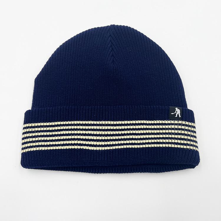 Organic Cotton Knit Beanie (Navy/Cream)