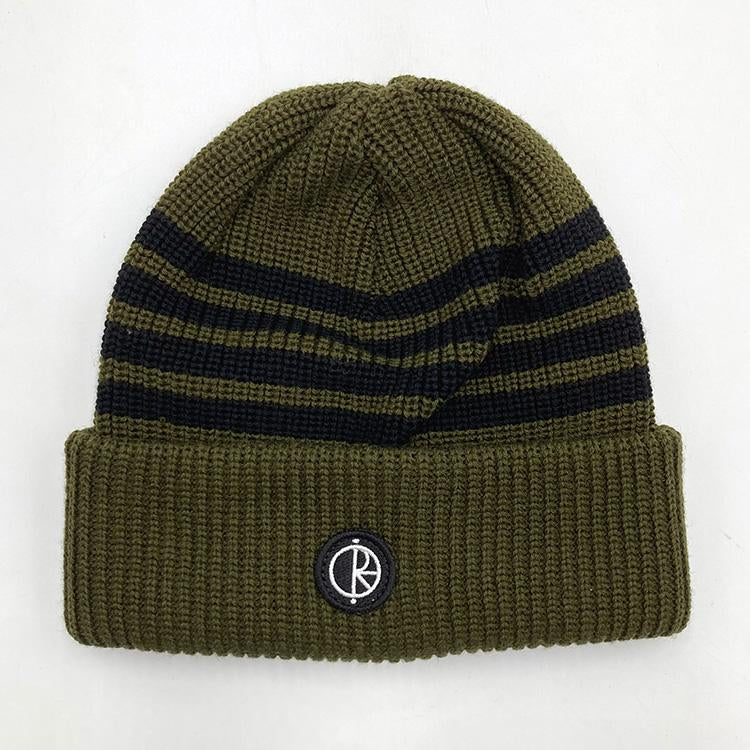 Stripe Merino Beanie (Army Green)