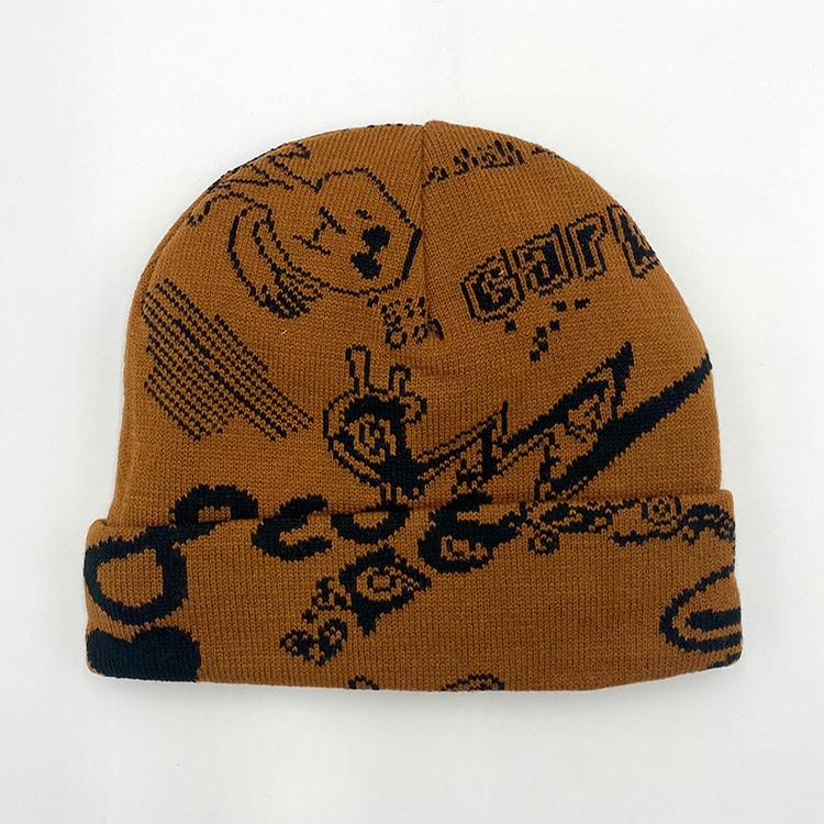 Full Print Beanie (Brown)