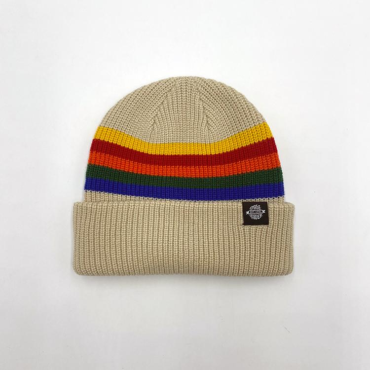 Emage x Autumn Stripe Beanie (Cream)