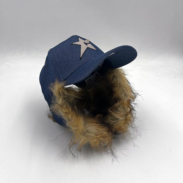 C Star Fur Hat (Dark Denim)