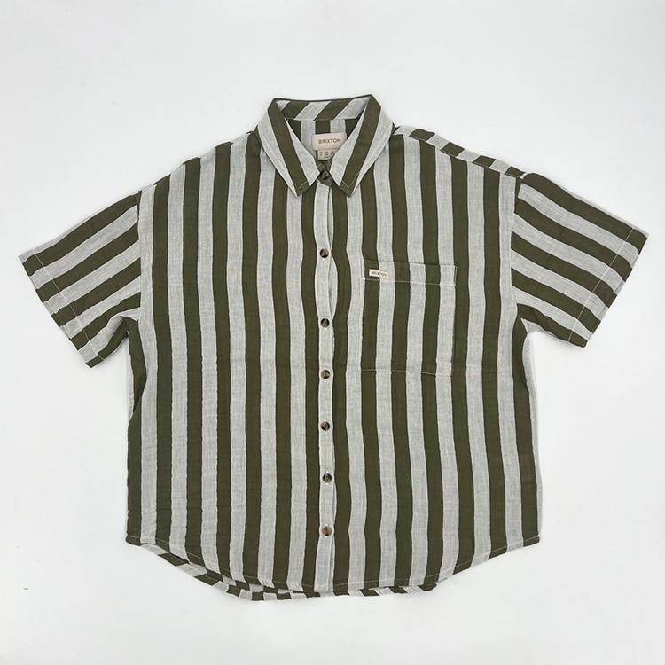 Mykonos Stripe BF S/S Woven (Military Olive)