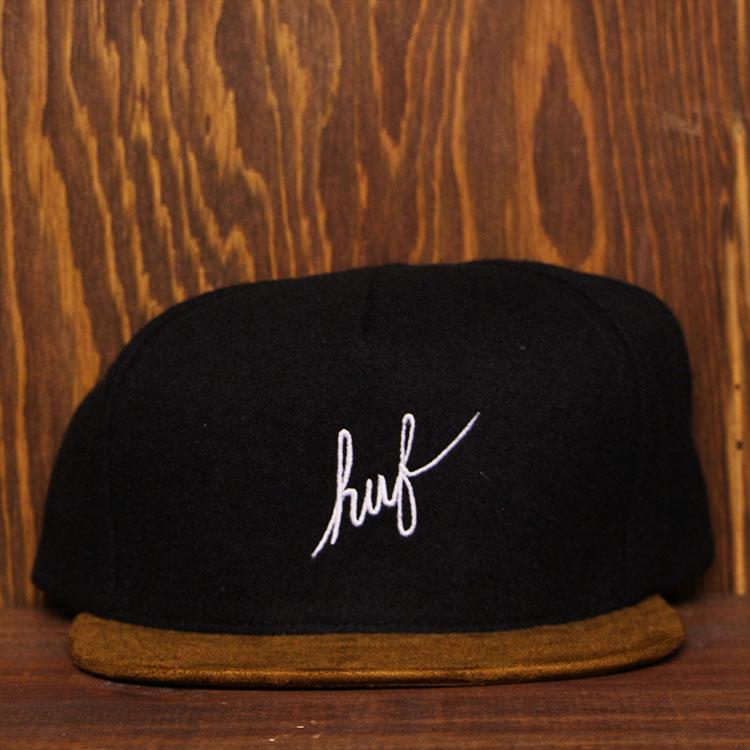 Wool Script Snapback (Black)