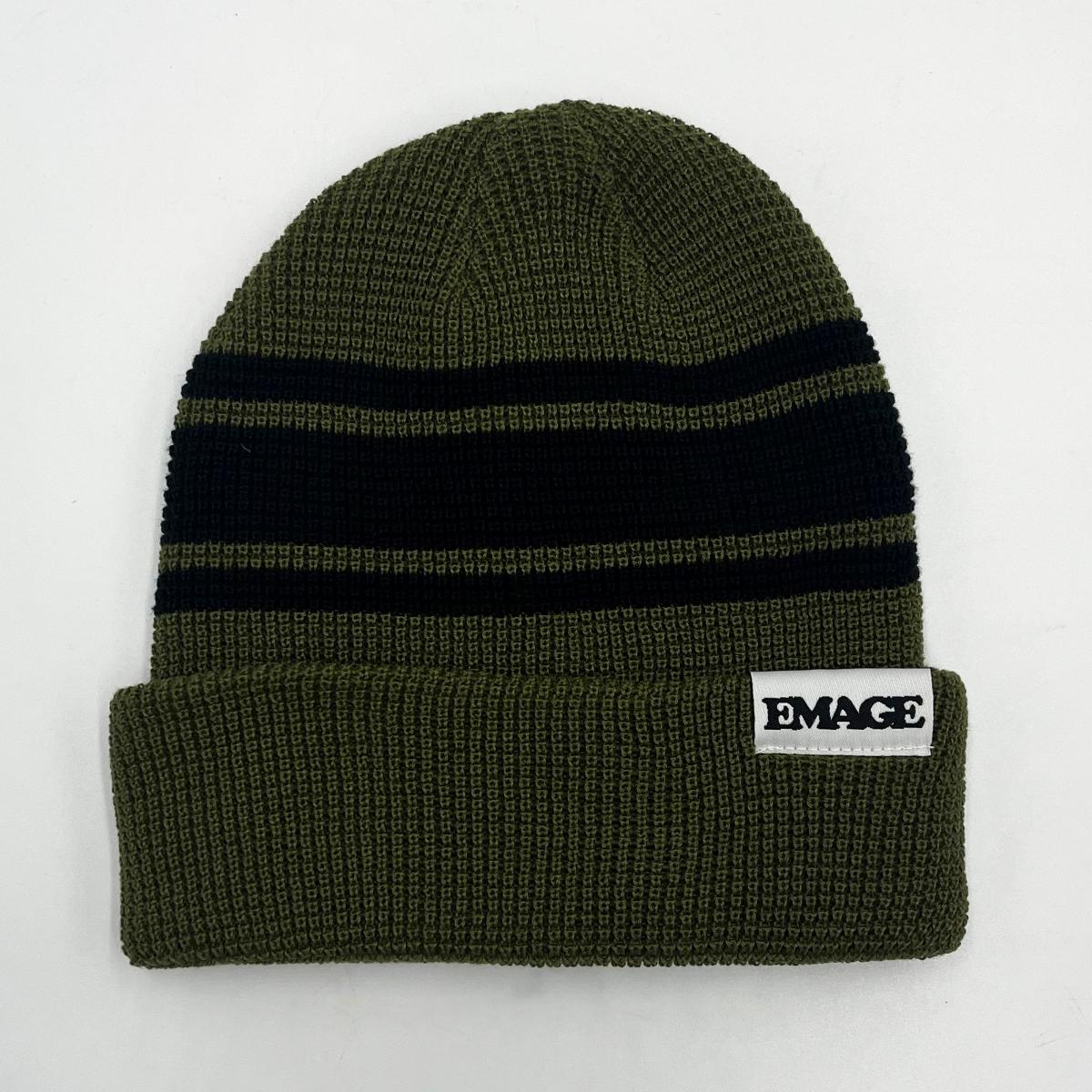 Stripe Cuff Beanie (Olive/Black)