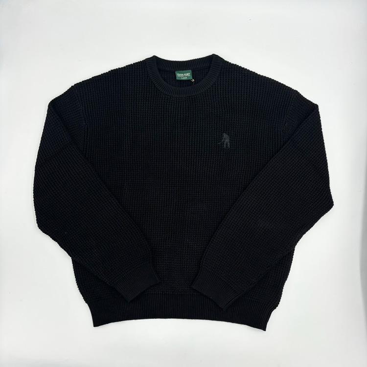 Organic Waffle Knit Sweater (Black)