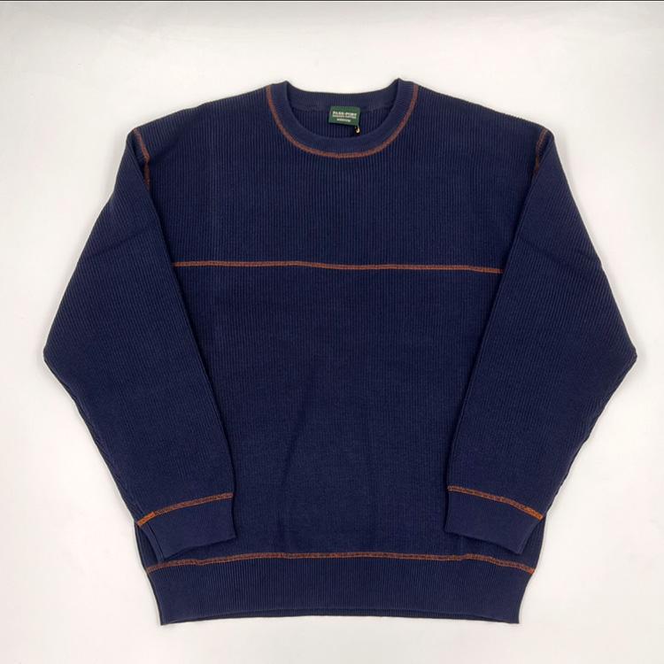 Overlocked Organic Knit Sweater (Navy)