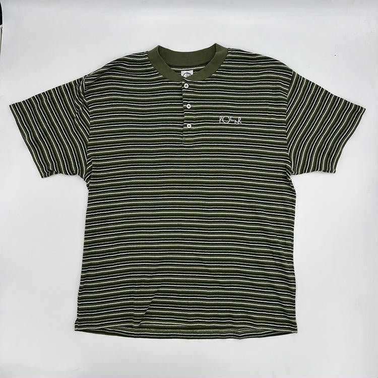 Stripe Rib Henley Tee (Uniform Green)